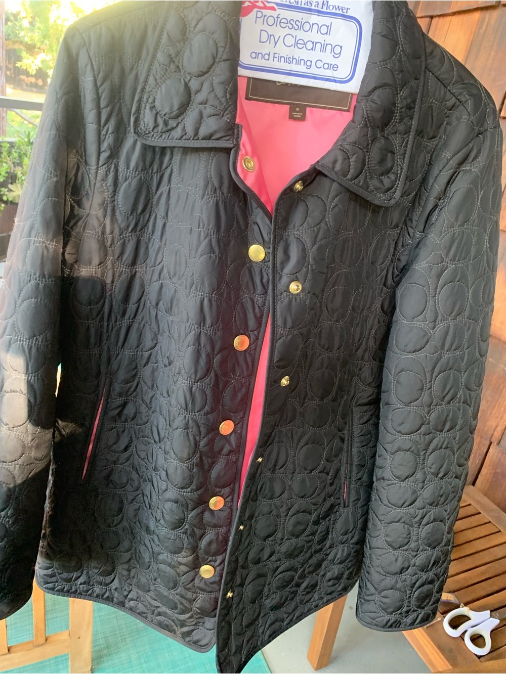 Coach Quilted Black Women's Jacket with Pink lining excellent condition
